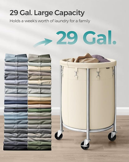 SONGMICS Laundry Basket, Rolling Steel Frame - Image 3
