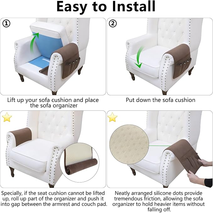 Couch Organizer Remote Control Holder Armchair Caddy, Anti Slip Corduroy Tv - Image 6