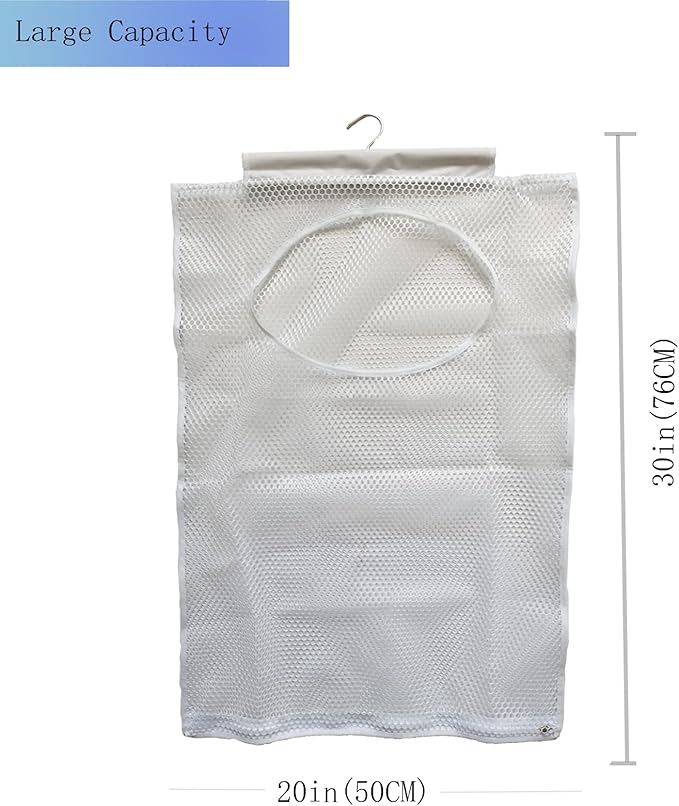 Hanging Mesh Laundry Hamper Large Dirty Clothes Bag | Can Be Used Behind The - Image 2