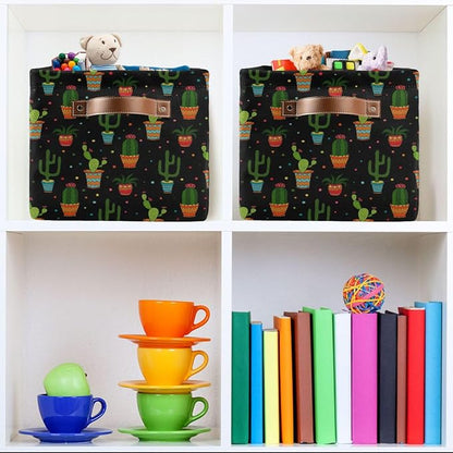 ZAZYXTJ Cactus Storage Basket for Shelves Open Storage Bin 2Pack | Foldable - Image 6