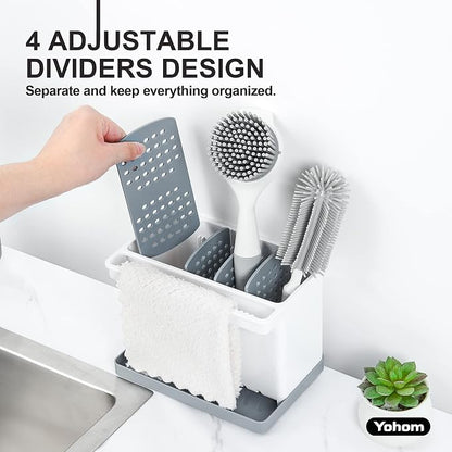 YOHOM Sink Brush Holder for Kitchen Sink Sponge Caddy Countertop Organizer - Image 3