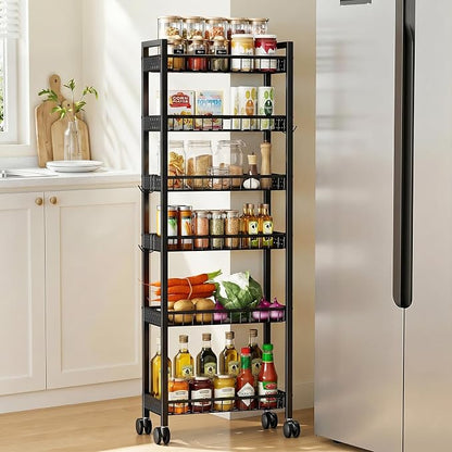 6 Tier Slim Storage Cart, Narrow Rolling Cart by Kssiaz
