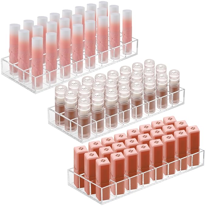 Kigley 3 Pcs Clear Lipstick Organizer Acrylic Lip Gloss Holder Cosmetic Storage by Kigley