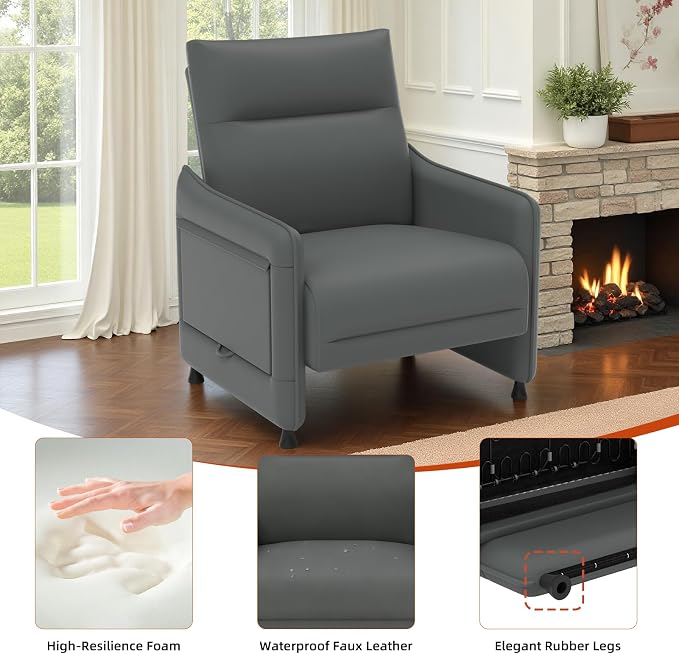 3-Piece Living Room Sofa Set, Faux Leather Loveseat & Accent Chairs Set of 2 - Image 4