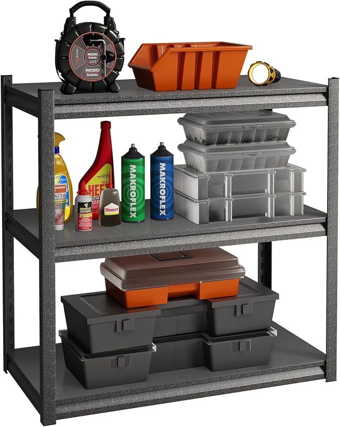 32" W Garage Shelving, 900LBS Loads Adjustable Garage Storage Shelves, 3-Tier by Elitehouse
