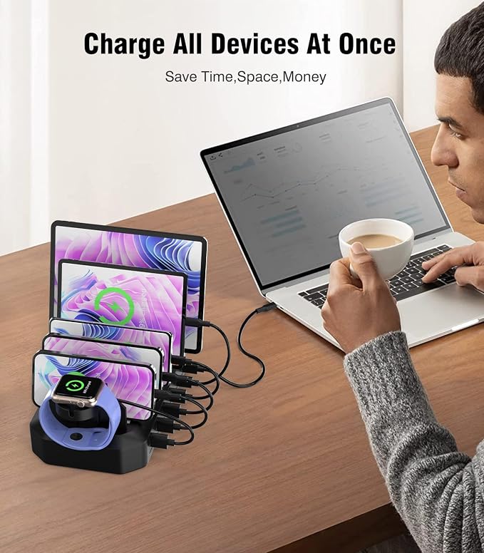 95W Fast Charging Station for Multiple Devices【Patent & Safety Certs】 6-Port - Image 5