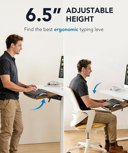 Keyboard Tray Under Desk with Storage Drawer, Height Adjustable Keyboard Tray - Image 2