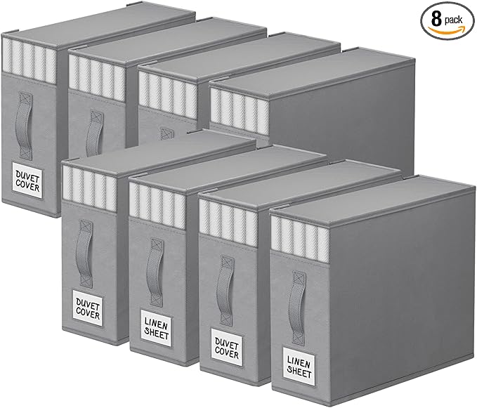 StorageTastic 8 Pack Bed Sheet Closet Organizers and Storage, Sturdy Foldable by StorageTastic