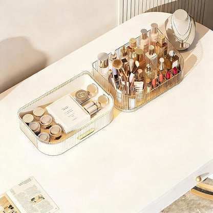 Makeup Organizer with 360° Rotating Brush Holder and Stackable Drawers - Image 8