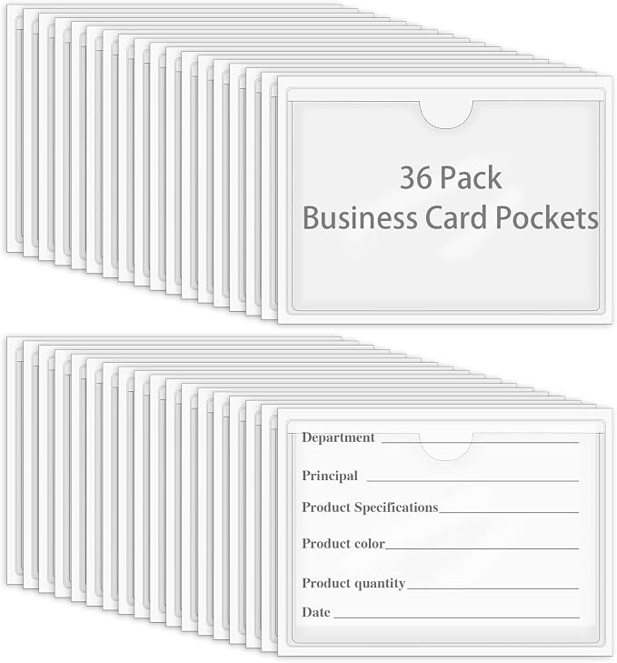 36 Pack Adhesive Index Card Pockets, 2.4 x 3.9 in | Clear PVC, self-adhesive - Image 7