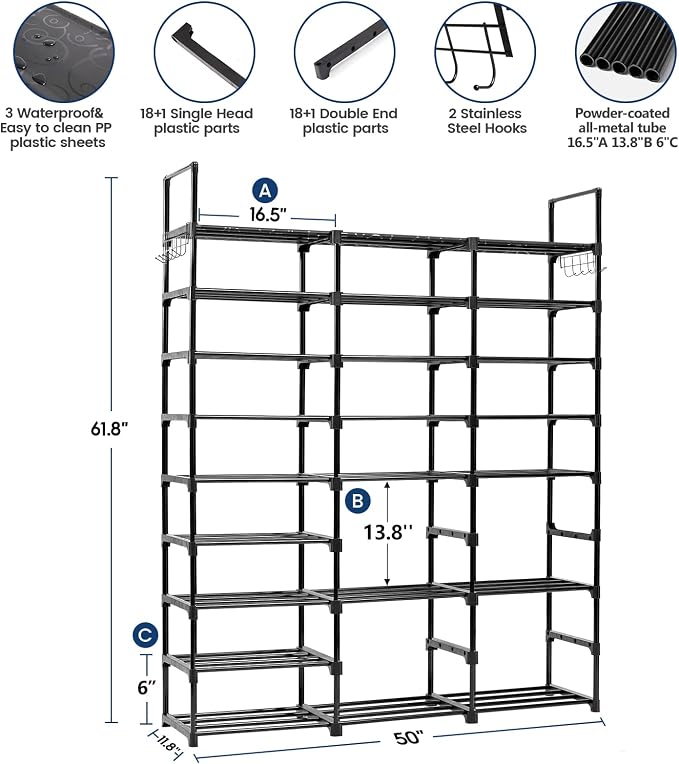 Mavivegue 9-Tier Metal Shoe Rack - Image 2
