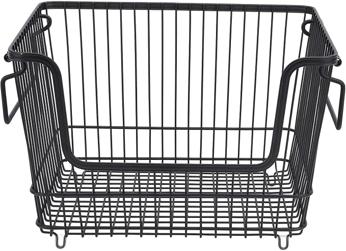 Tyenaza Freezer Organizer Bin Keep Tidy Metal Stackable Fruits Meat Wire Basket by Tyenaza