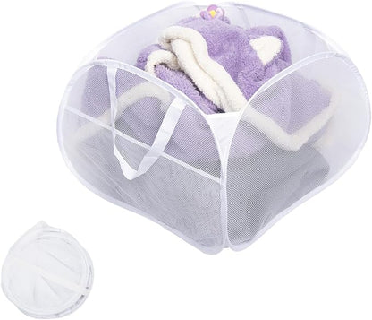 Collapsible Laundry Basket, 90L Mesh Pop-up Hamper by HEDONLEE