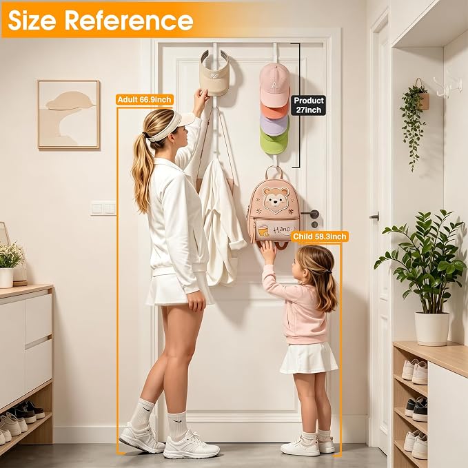 LUCYCAZ Over The Door Hooks, Purse Storage Organizer, Fits Doors 1 3/4" White | - Image 7