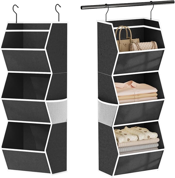 Hanging Closet Organizer Collapsible Bedroom Closet Organization, 3 Shelf | by Wawocs