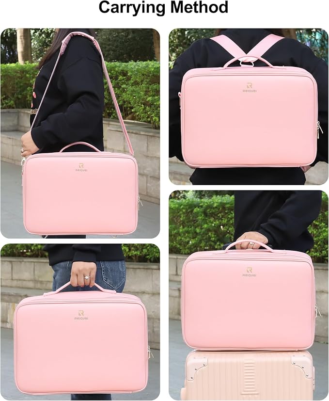 Relavel Large Makeup Case with LED Mirror, Train Cosmetic Case with Separate - Image 6