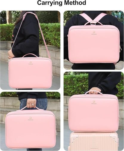 Relavel Large Makeup Case with LED Mirror, Train Cosmetic Case with Separate - Image 6