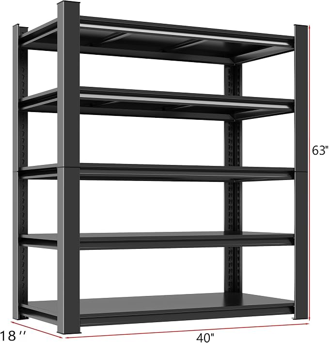 Metal Garage Shelving Unit, Heavy Duty 5-Tier Adjustable Storage Rack, Steel - Image 3