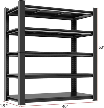 Metal Garage Shelving Unit, Heavy Duty 5-Tier Adjustable Storage Rack, Steel - Image 3