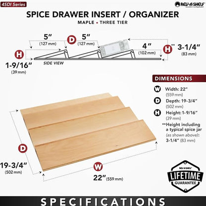 Rev-A-Shelf 22" 3 Tiered Seasoning Organizer, Trim-to-Custom-Fit Wooden Kitchen - Image 3