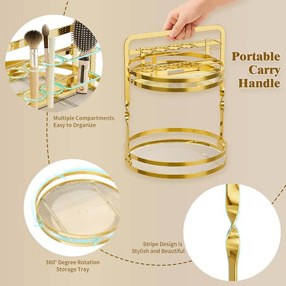 360° Rotating Makeup Organizer, 2-Tier Gold Perfume Organizer - Image 8