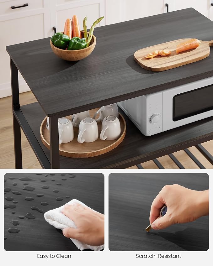 VASAGLE Kitchen Island with 3 Shelves, 39.4 Inches Width Kitchen Shelf with - Image 5