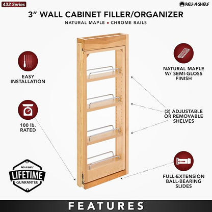 Rev-A-Shelf 3"W x 30"H Pullout Shelf Organizer - Image 4