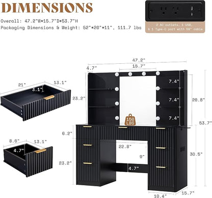 AMERLIFE 47.2" Fluted Vanity Desk - Image 3