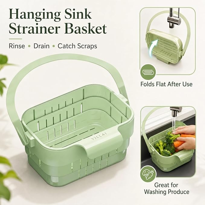 Foldable Hanging Sink Drain Basket Stretchable Kitchen Colander | Space Saving - Image 2