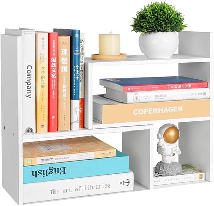Desktop Shelf Organizer, Adjustable Stackable Office Storage Rack, Wood Display by NOKAMW