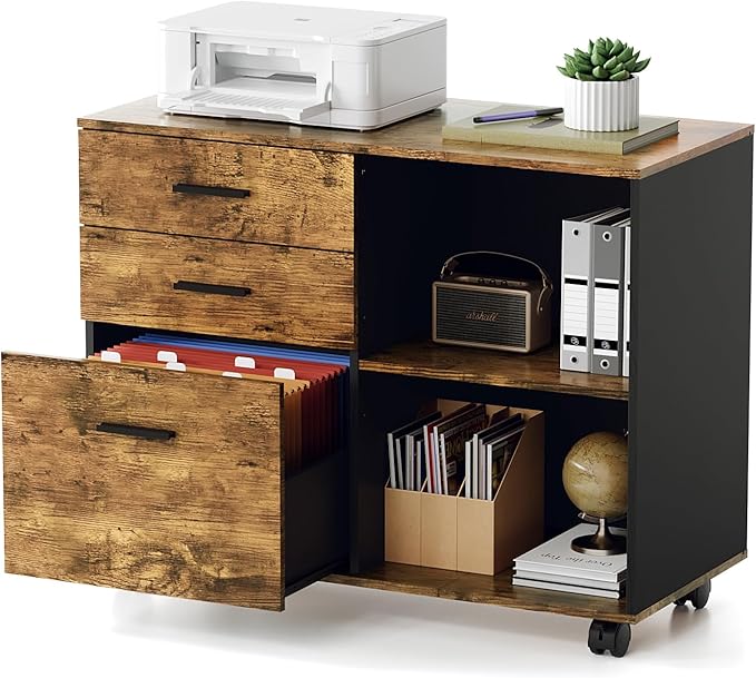 VINGLI 3 Drawer Wood Lateral File Cabinet by VINGLI