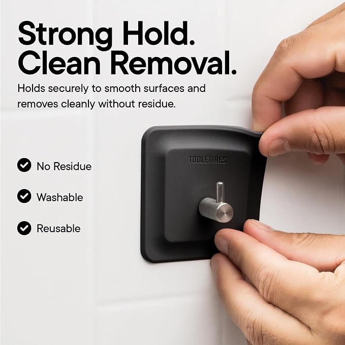 TOOLETRIES Arnold Silicone Shower Hook, Adhesive Bathroom Hook - Image 5