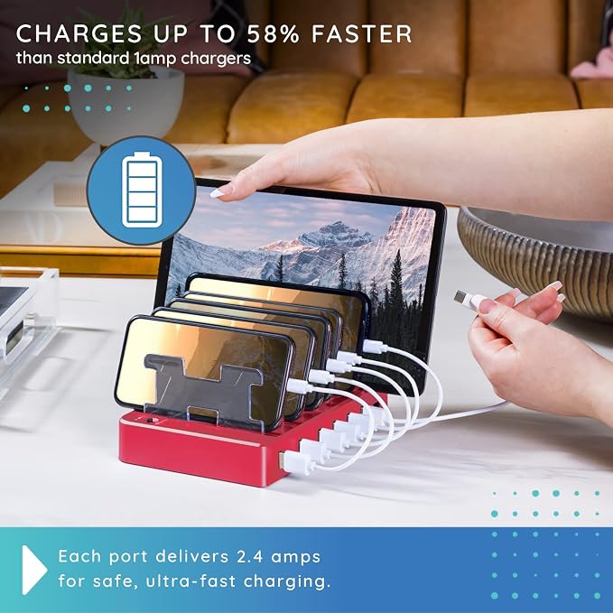 Charging Station for Multiple Devices – 6-Port USB Charging Dock for Apple & - Image 4