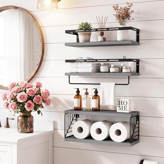 Fixwal Wall Mounted Bathroom Shelves Over Toilet | Wall Shelf - Image 4