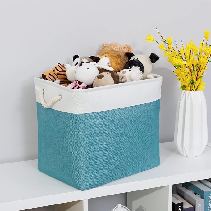 Bidtakay Storage Baskets Extra Large 17x12x15 In Teal Blue Nursery Toy Baskets - Image 5