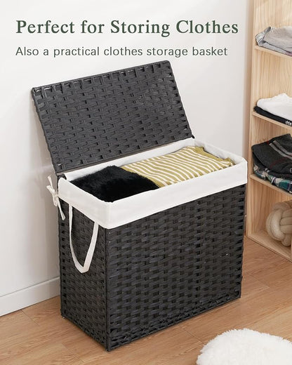 Laundry Hamper with Lid Laundry Basket 132 L Wicker Clothes Hamper, Handwoven - Image 4