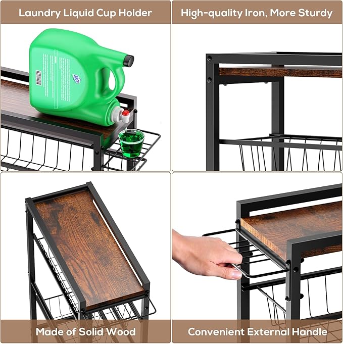 4 Tier Slim Rolling Storage Cart - Image 5