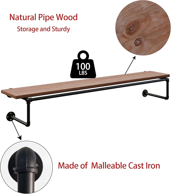 Clothes Rack 48in, Wall Mounted Garment Racks - Image 7