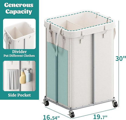 155L Laundry Hamper with Wheels, Rolling Laundry Basket with Metal Frame and - Image 2