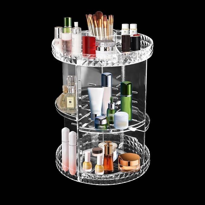Rotating Makeup Organizer, 360° Rotating Storage, 3 Layer Adjustable Makeup - Image 6