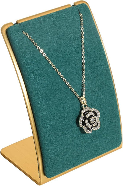 GemeShou Green Necklace display stand, Velvet Jewelry necklace display holder by GemeShou