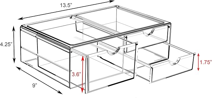 Sorbus Large Stackable Acrylic Drawers - Image 3
