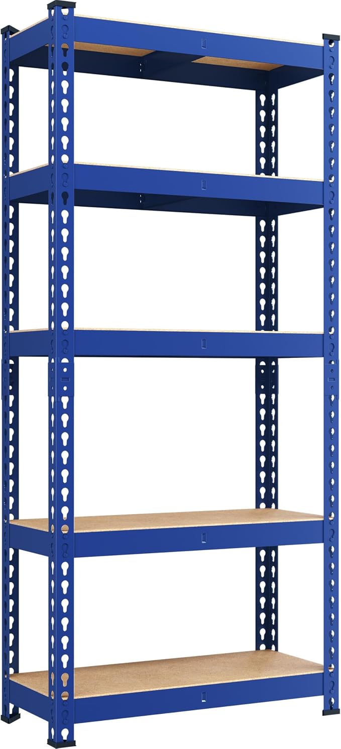 Yaheetech 5-Tier Heavy Duty Storage Shelves 28" W x 12" D x 60" H Blue | by Unknown