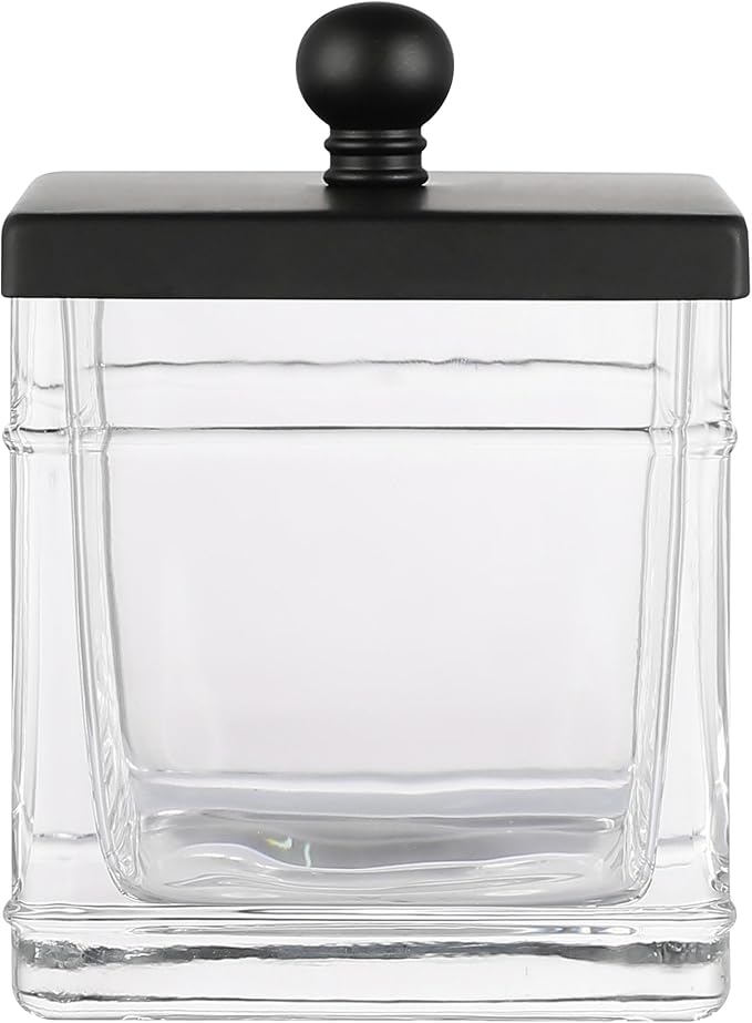 Clear Transparent Hotel Style Apothecary Tempered Glass Canister Jar W/ Matte by IndecorHome
