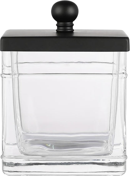 Clear Transparent Hotel Style Apothecary Tempered Glass Canister Jar W/ Matte by IndecorHome