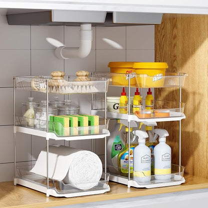 Delamu 2 Sets of 3-Tier Bathroom Under Sink Organizers and Storage, Pull Out - Image 8