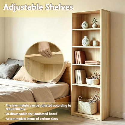 CTESNE【2026 Adjustable Shelves 5-Tier Bookcase, 71 inches, Wooden Open Display - Image 4