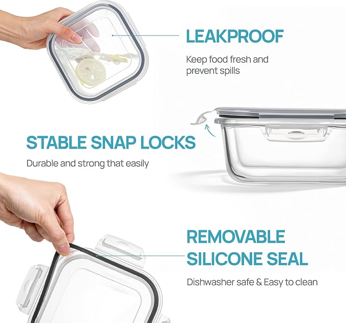 Vtopmart 5Pack 27oz Glass Storage Containers - Image 6