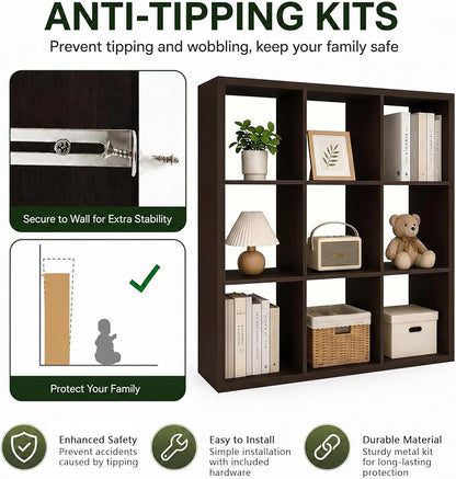CTESNE【Wooden Thick Frame 9 Cube Storage Organizer Shelf - Image 5