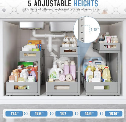 2 Pack 19IN Depth Under Sink Storage Organizer, Large 2-Tier Elegant Mesh Pull - Image 4